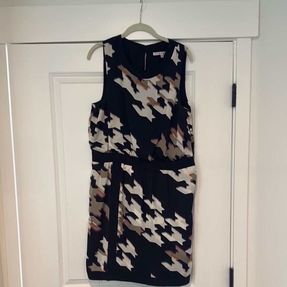 Trina Turk Black and Cream Geometric Mini Dress